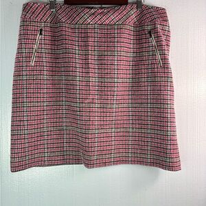 Talbots 20W Plaid Wool Blend Work Skirt in Pink Black Gray Plus